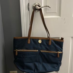 Michael Kors navy blue nylon tote.